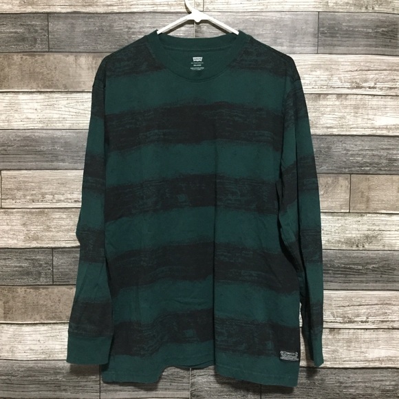 Levi’s Relaxed Fit Long Sleeve Shirt Men’s M Green Crewneck Casual - Picture 5 of 9
